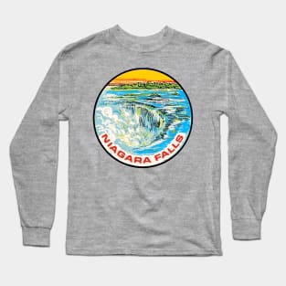 Niagara Falls Vintage Travel Decal Long Sleeve T-Shirt